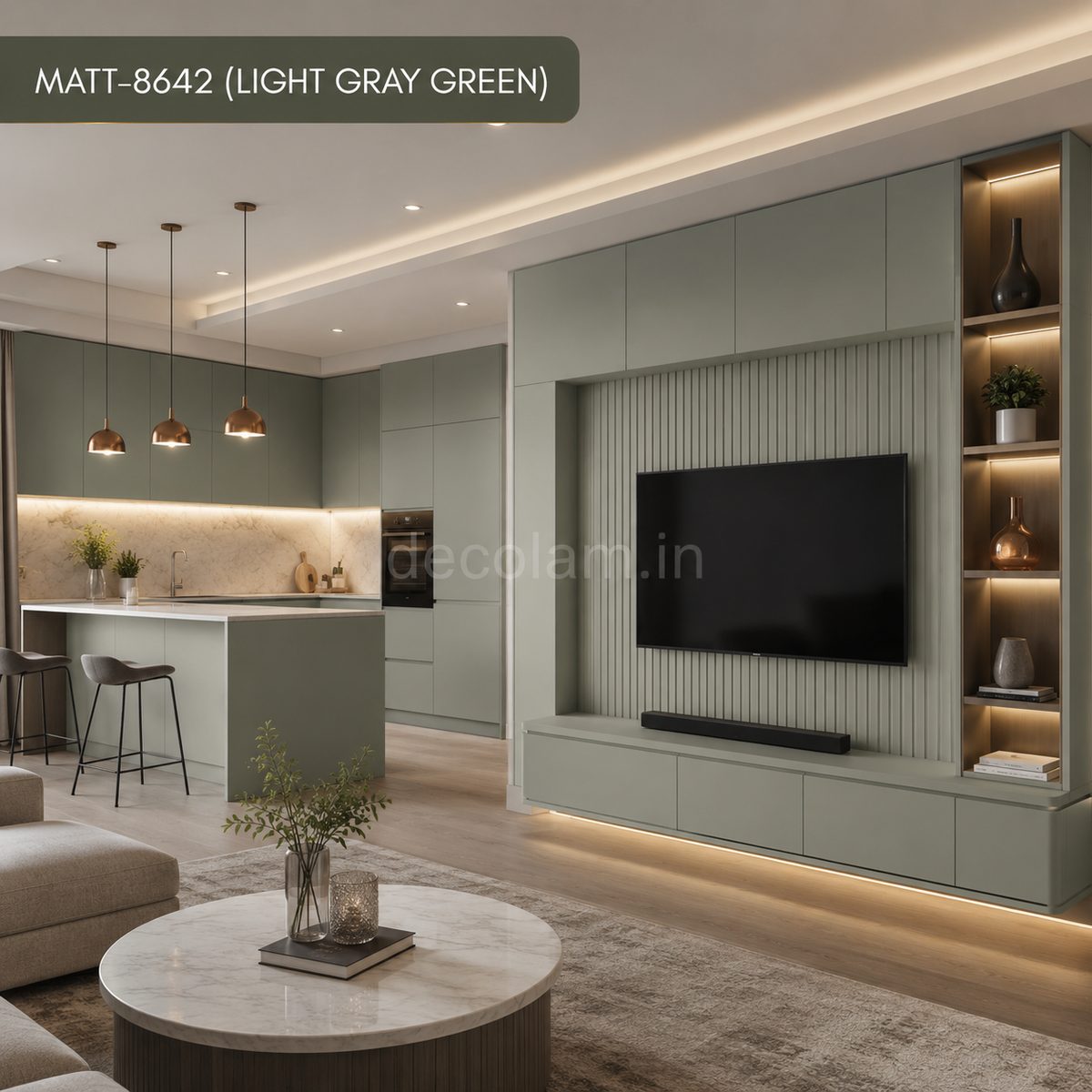Decolam Matte Series MATT-8642 Light Gray Green Acrylic Laminate image 3