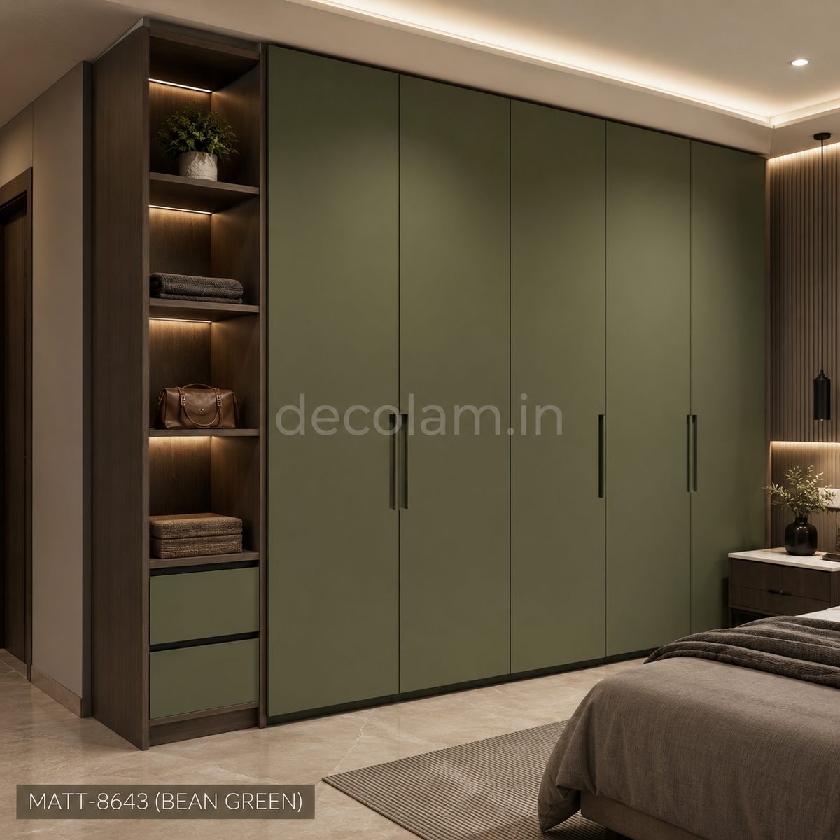 Decolam Matte Series MATT-8643 Bean Green Acrylic Laminate image 2