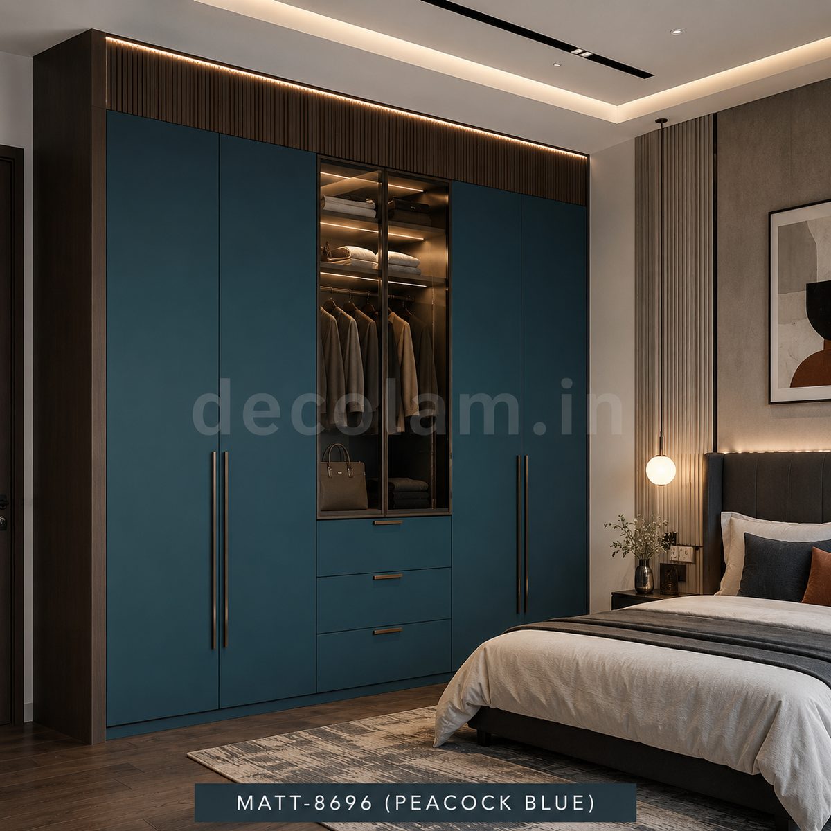 Decolam Matte Series MATT-8696 Peacock Blue Acrylic Laminate image 2