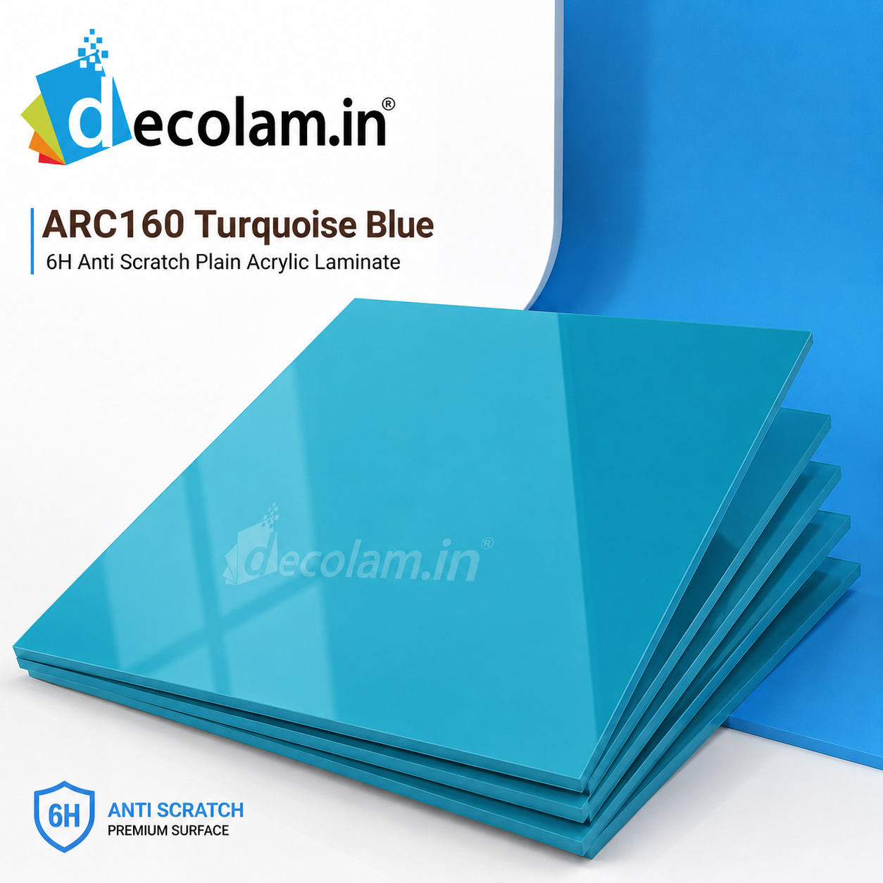 Decolam ARC160 Turquoise Blue 6H Anti Scratch Plain Acrylic Laminate image 1