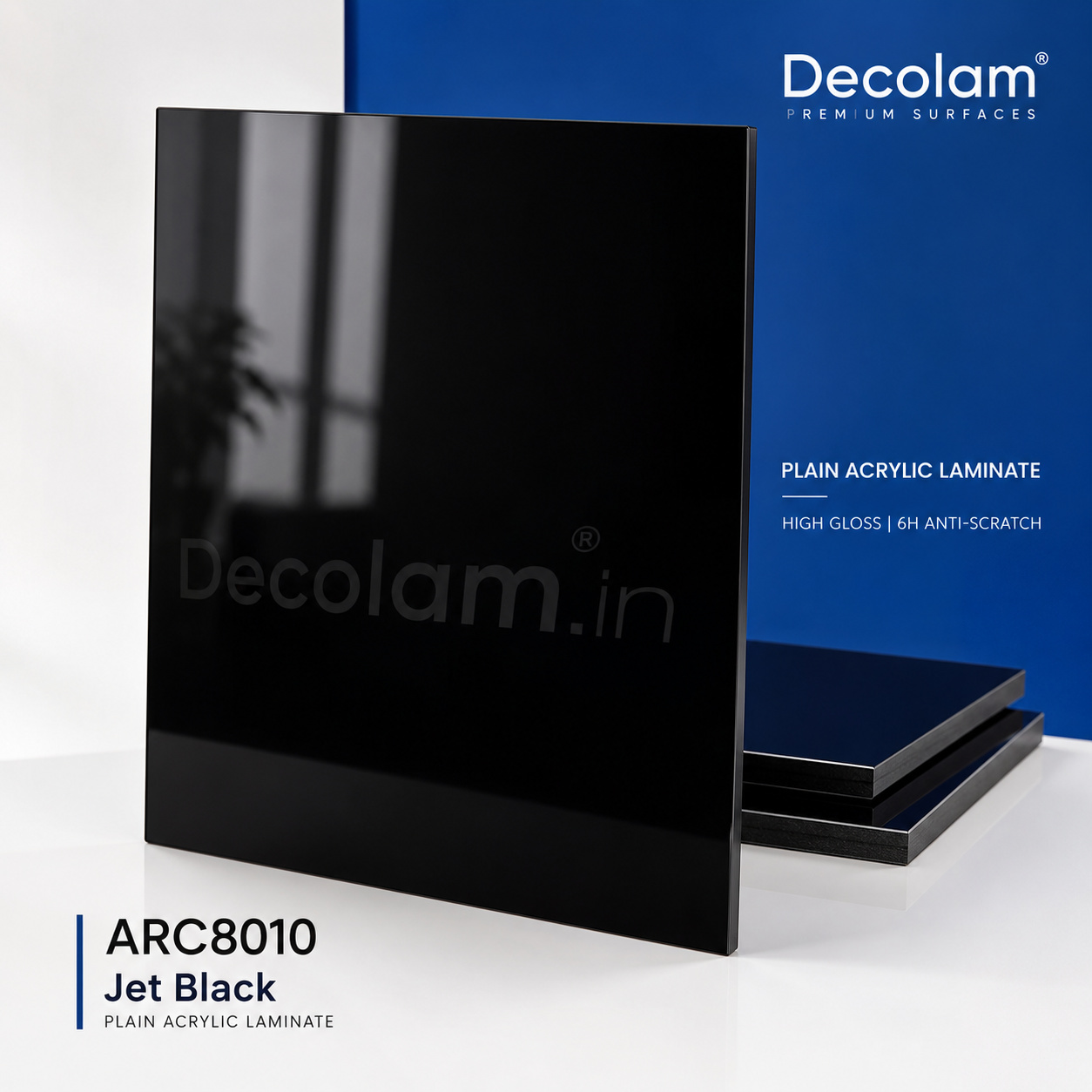 Decolam ARC8010 Jet Black 6H Anti Scratch Plain Acrylic Laminate image 1