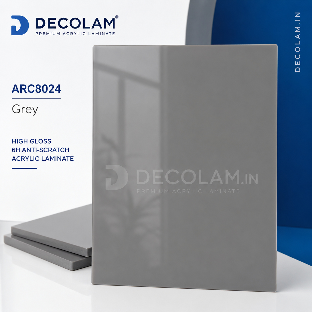 Decolam ARC8024 Grey 6H Anti Scratch Plain Acrylic Laminate image 1