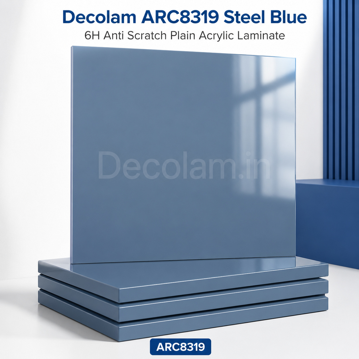 Decolam ARC8319 Steel Blue 6H Anti Scratch Plain Acrylic Laminate image 1