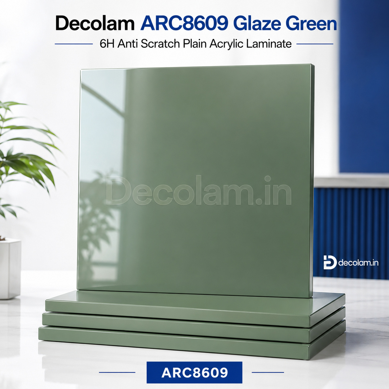 Decolam ARC8609 Glaze Green 6H Anti Scratch Plain Acrylic Laminate image 1
