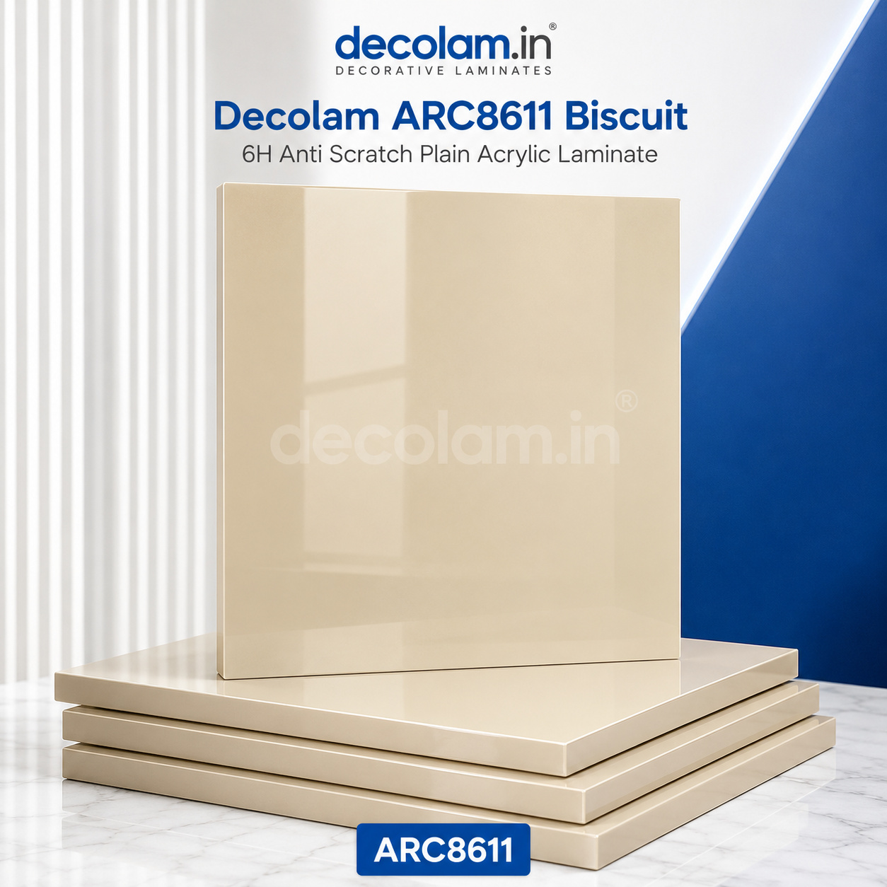 Decolam ARC8611 Biscuit 6H Anti Scratch Plain Acrylic Laminate image 1