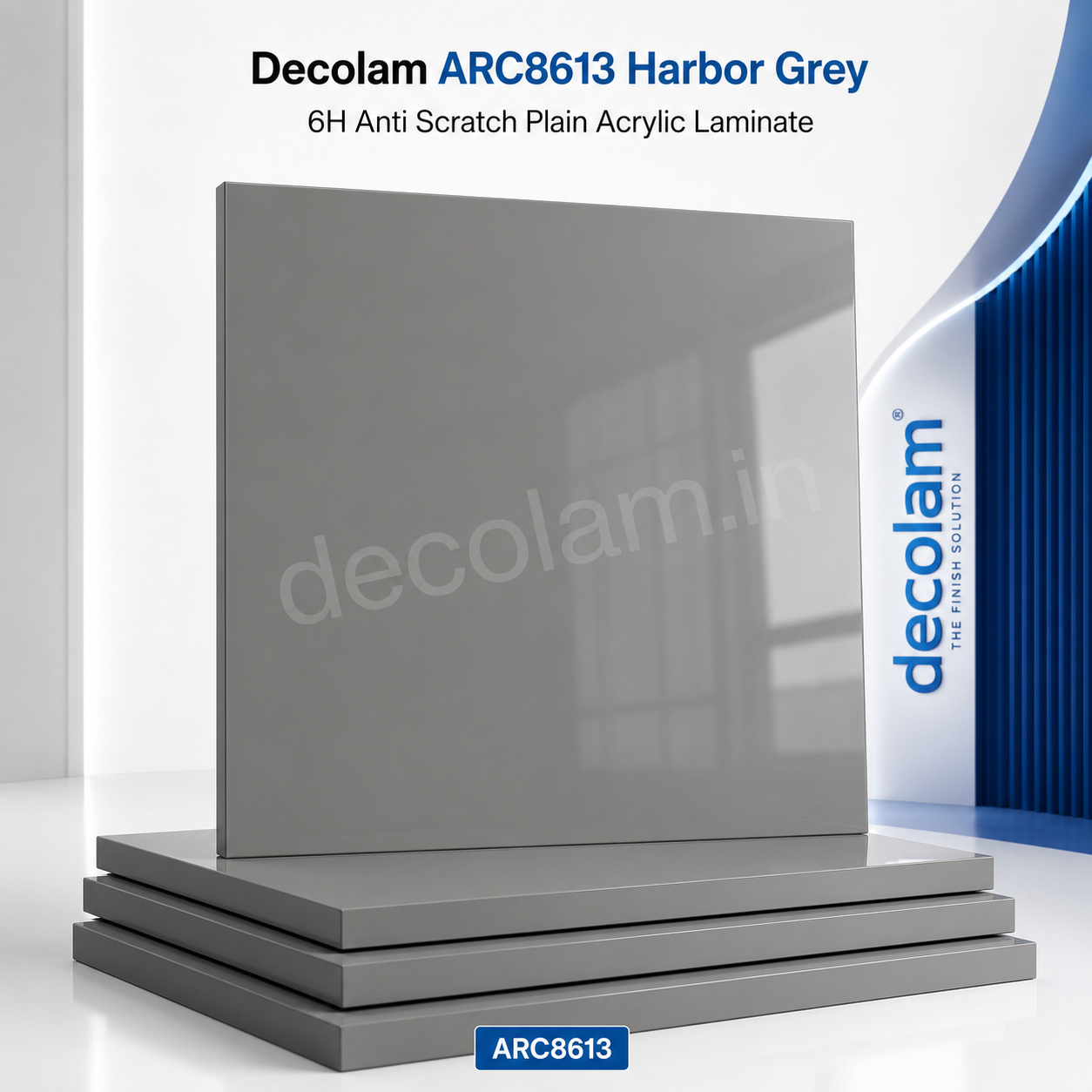 Decolam ARC8613 Harbor Grey 6H Anti Scratch Plain Acrylic Laminate image 1