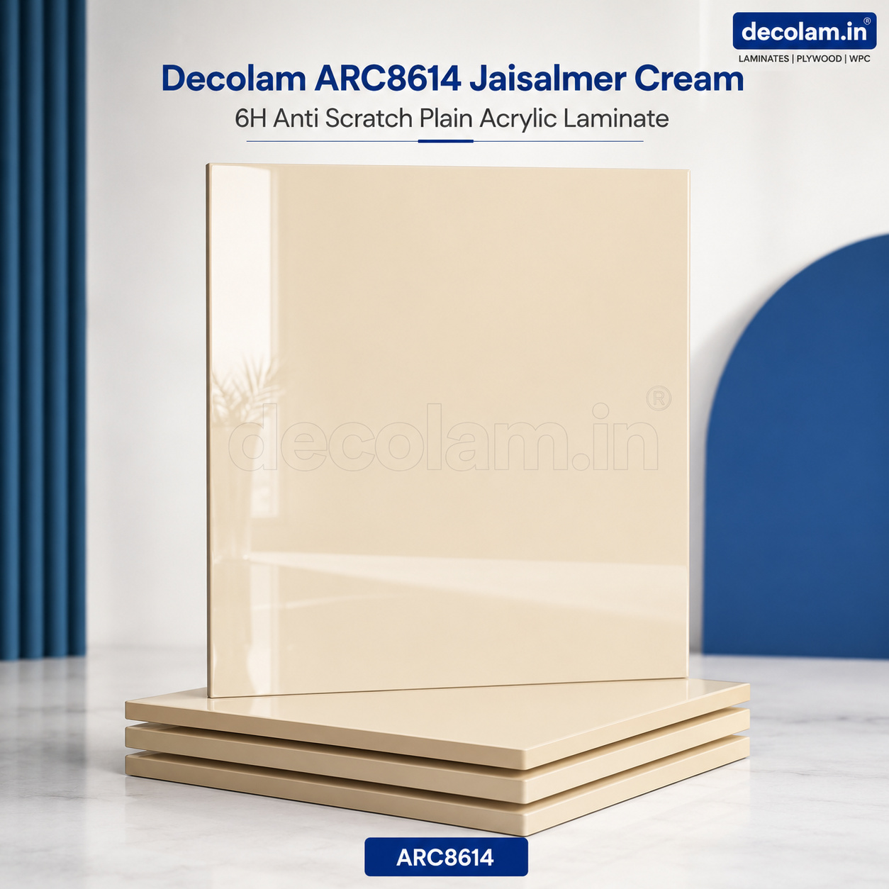 Decolam ARC8614 Jaisalmer Cream 6H Anti Scratch Plain Acrylic Laminate image 1