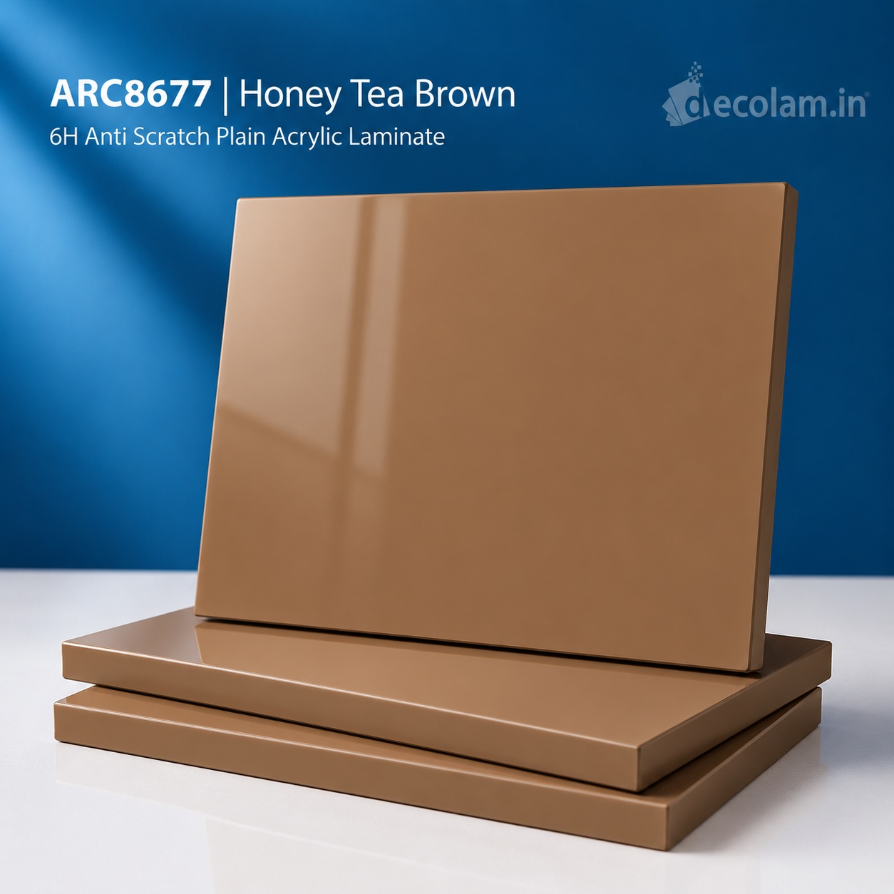 Decolam ARC8677 Honey Tea Brown 6H Anti Scratch Plain Acrylic Laminate image 1
