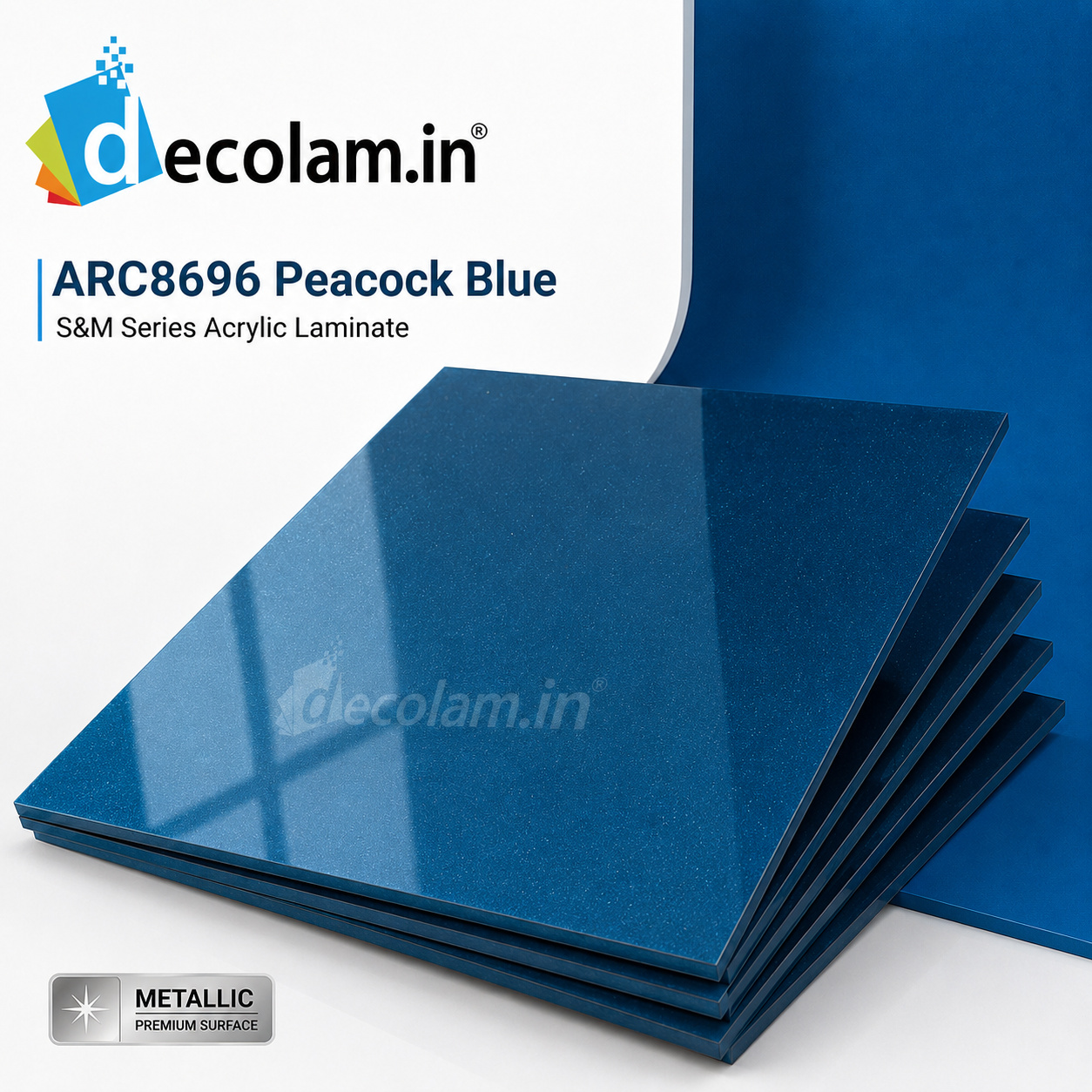 Decolam S&M Series ARC 8696 Peacock Blue Acrylic Laminate image 1