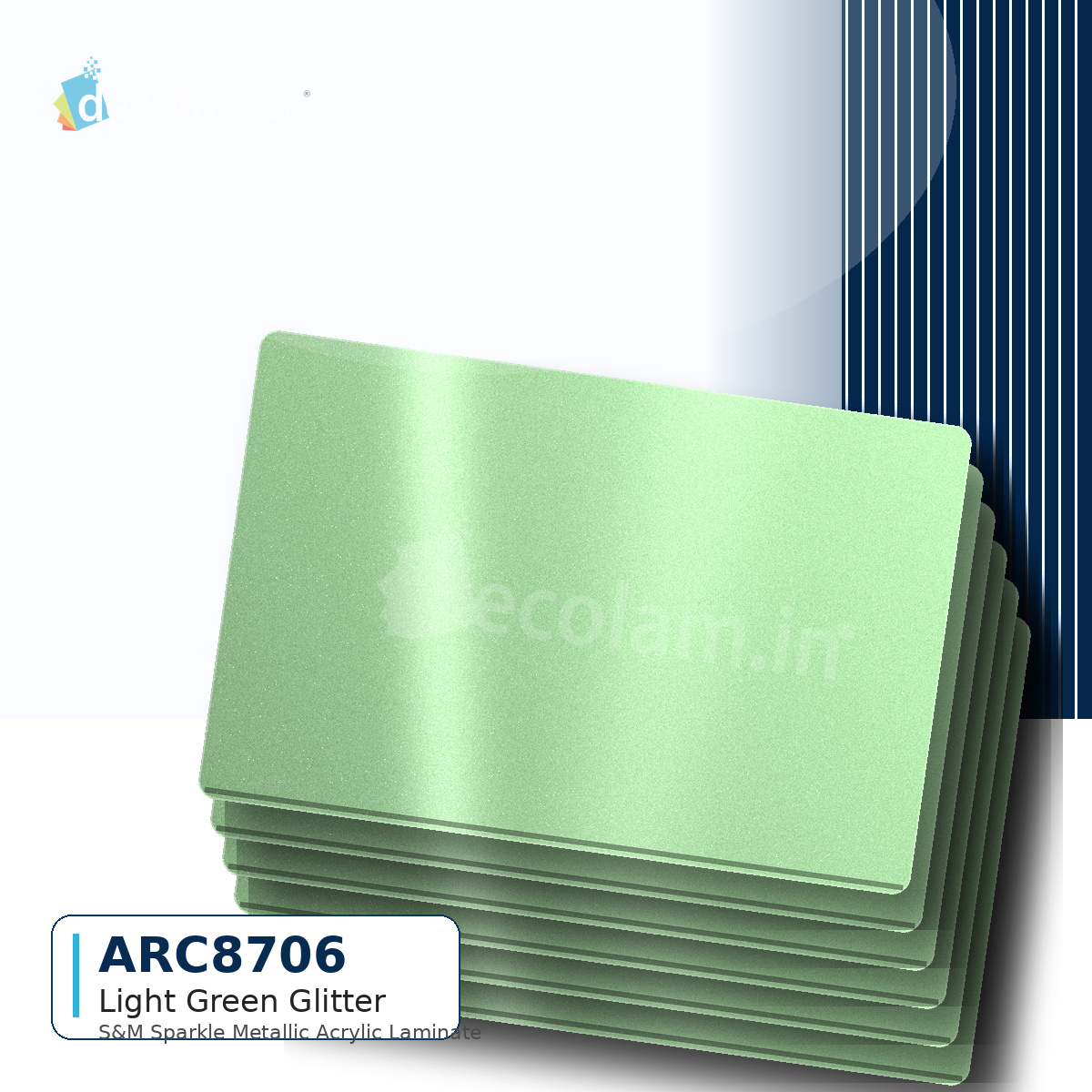 Decolam S&M Series ARC 8706 Light Green Glitter Acrylic Laminate image 1